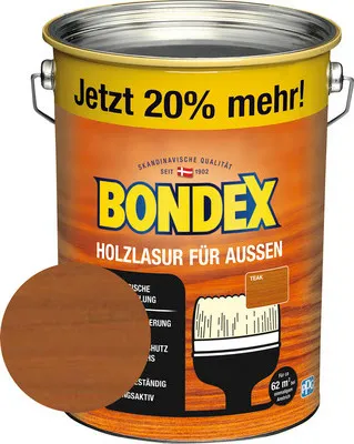 Produktbild von BONDEX Holzlasur teak 4,8 l (20 % Gratis!)