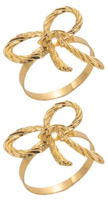 Produktbild von Serviettenringe mit Schleifenverzierung, Serviettenhalter aus Zinklegierung, Tischdekoration für Hochzeiten und Feiern