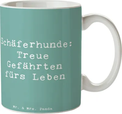 Produktbild von Mr. & Mrs. Panda Tasse Spruch Schäferhund Gefährten - Meeresbrise - Geschenk, Kaffeebecher, haferl, Kaffeetasse, Keramiktasse, beschützer, Hunderassen Vielfalt, Begleiter