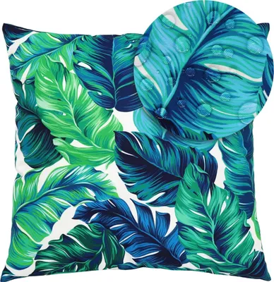 Produktbild von Domarex Gartenkissen Wasserdicht Botanic 45x45 cm – Terrassenkissen – Balkonkissen – Oxford-Gewebe UV-beständig – Füllung aus Silikonkugeln - Tropic