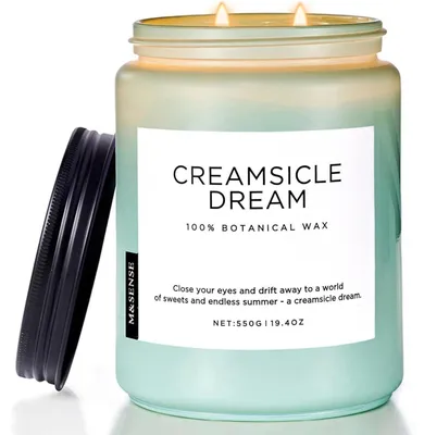 Productafbeelding van Geurkaars Orange Creamsicle, 550g, brandduur 110 uur, sojawas, 2 lonten
