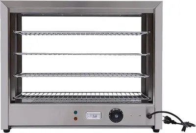 Produktbild von Warmhaltevitrine Gastronomie, 800W 4 Etagen Heiße Theke Warmhaltevitrine, 30-85°C Speisenwärmer Vitrine für Erhitzen Von Pizzen Torten Hamburgern