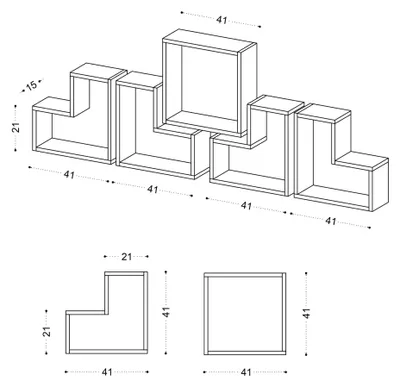 Immagine prodotto di Scaffale da parete in legno "Elitra" - 180 x 15 x 59 cm - Bianco