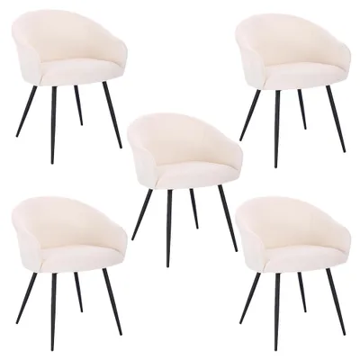 Produktbild von HOME DELUXE - Polsterstuhl CELESTE - 5 Stück, Farbe: Samt Weiß - weiche Polsterung, bis 120 kg belastbar I Küchenstuhl Speisestühle Esszimmerstühle