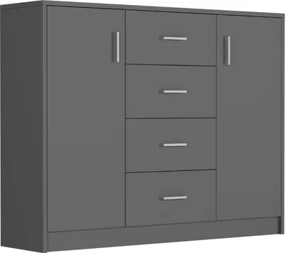 Obrázek produktu pro KOMODA 110CM SZAFKA 4 SZUFLADY 2 PÓŁKI Antracyt U1