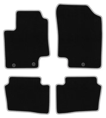 Produktbild von Velours-Fußmatten für Hyundai i20 I 2008-2014 (Schrägheck) – 4-tlg, Schwarz/Silber, passgenau – Wielganizator CARLUX