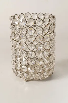 Produktbild von Kristall Kerzenständer Lucy-Silber, Aluminium und Glaskristalle Teelichthalter Kerzenhalter Kerzenleuchter Tischdeko Gastgeschenke Weihnachtsdekoration Weihnachten silber