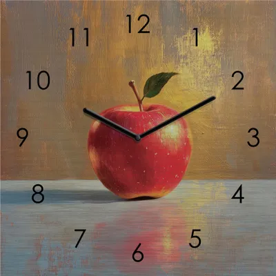 Produktbild von Wanduhr 30x30cm Metall Abstrakt Apfel Gold Gewischt Design Metalluhr Wandkunst Moderne Deko Küchenuhr Küchendeko