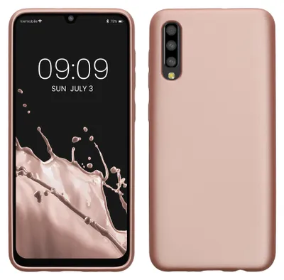 Produktbild von kwmobile Handyhülle für Samsung Galaxy A50 Hülle - Silikon Case metallisch schimmernd - Schutzhülle Cover - Metallic Rosegold
