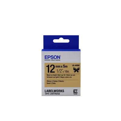 Produktbild von Epson LabelWorks LK-4KBK - Schwarz auf Gold - Rolle (1,2 cm x 5 m) 1 Kassette(n) Etikettenband - für LabelWorks LW-1000, 300, 400, 600, 700, 900, K400, Z5000, Z5010, Z700, Z710, Z900