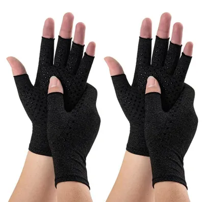 Productafbeelding van Vingerloze Compressie Handschoenen - 2 Paar - Voor Ondersteuning en Comfort