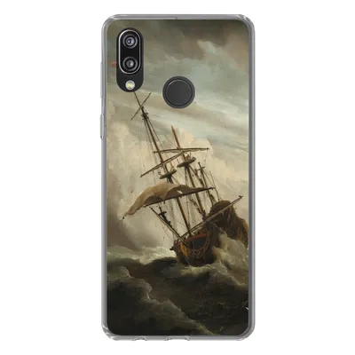 Produktbild von MuchoWow® Handyhülle Schutzhülle Hülle für Huawei P20 Lite (2020) Ein Schiff auf offener See während eines Sturms - Gemälde von Willem van de Velde Silikon Softcase Handy Hülle - Kartenhalter
