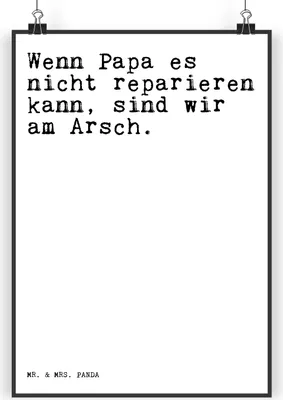 Produktbild von Mr. & Mrs. Panda Bild Wenn Papa es nicht... DIN A3 - Weiß - Geschenk, Sprüche, Mann, Plakat, wanddeko, Designposter, drucke, Vatertag, Wandbild, Vater