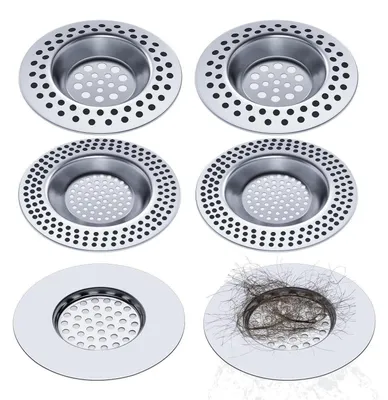 Produktbild von Abflusssieb 6er Set für Küche & Bad, 3 Größen, Edelstahl, Haarfänger