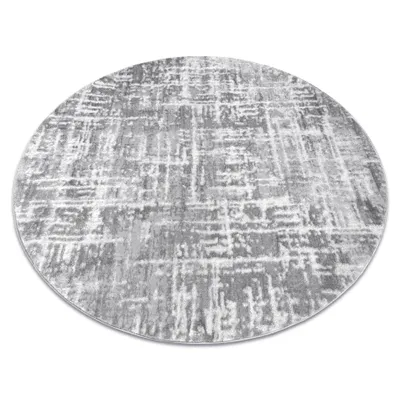 Produktbild von Modern MEFE Teppich  Kreis 8722 Linien vintage - Strukturell zwei Ebenen aus Vlies grau / weiß Grau rund 160 cm