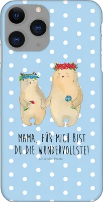 Produktbild von Mr. & Mrs. Panda Iphone 11 Pro Handyhülle Bären mit Blumenkranz - Blau Pastell - Geschenk, Muttertag, Handy Case, Family, Premium Kunststoff, Kinder, Mutter, Familie