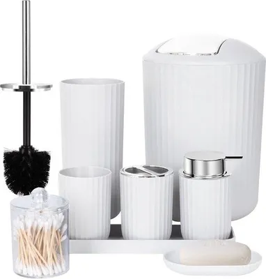 Produktbild von Moderne Badezimmer-Accessoires, 8-teilig, Grau