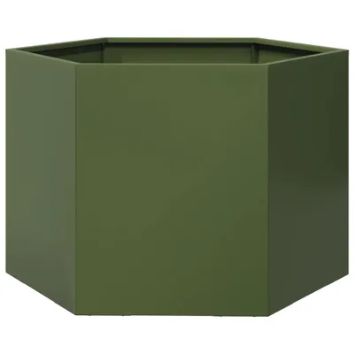 Produktbild von vidaXL Pflanzkübel Olivgrün Sechseckig 69x60x45 Stahl