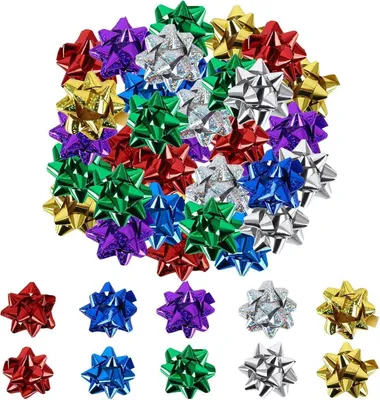 Image de 50 pièces de métal cadeau boucles pour Noël et anniversaire, 5 couleurs 5cm