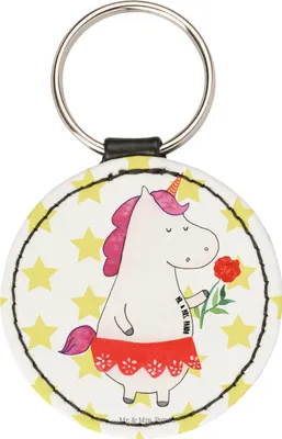 Produktbild von Mr. & Mrs. Panda Schlüsselanhänger Einhorn Dame - Weiß - Geschenk, Taschenanhänger, Bachelor, Freundin, Trennung, klein, Anhänger, Deko, Frau, mini, für schlüssel