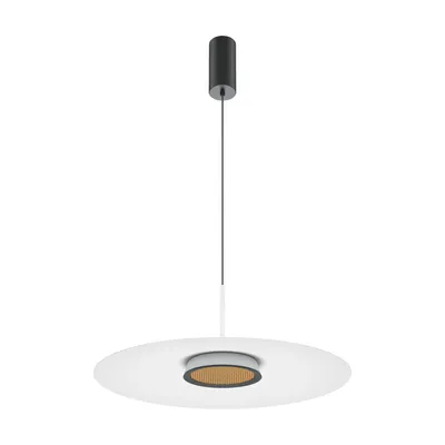 Zdjęcie produktu dla Lampa wisząca LED aluminiowa Ø 50 cm okrągła H: maks. 328 cm w kolorze czarnym białym złotym ciepłym białym 3000 K 800 lm Nowoczesny