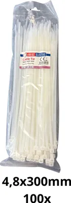 Zdjęcie produktu dla Horoz Opaska zaciskowa biała 4,8x300mm (100 sztuk)
