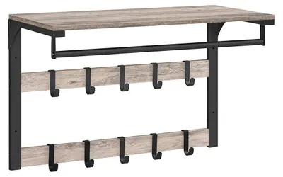 Produktbild von Wandgarderobe mit Kleiderstange | Greige-Schwarz | 65x30x42cm