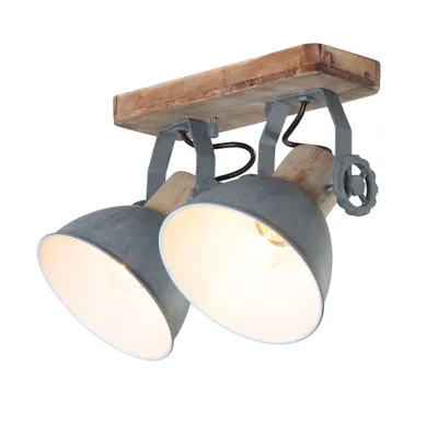Produktbild von Steinhauer Strahler Gearwood 2-flammig Eichenholz/ Grau Matt 32x19cm