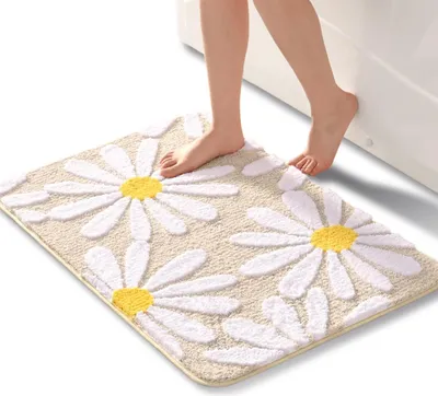 Immagine prodotto di Tappetino da bagno, 60x90 cm, beige, antiscivolo, lavabile, per il bagno