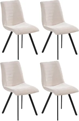 Produktbild von Polsterstühle - Beige - Schwarz - Cord - Metallgestell - 4er Set