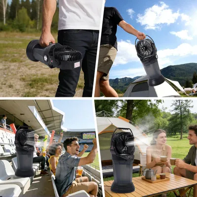 Produktbild von AIORBER 3in1 Luftkühler Ventilator Luftbefeuchter mit 15000mAh Akku, 2L Wassertank, 24h Laufzeit, USB-C, 4 Stufen, 90° Oszillation, Tragbar Leise Schwarz