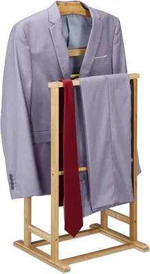 Produktbild von Kleiderständer aus Bambus – Damen und Herren – Schlafzimmer – Kleiderständer – 98,5 x 47 x 36 cm – Kleiderbügelständer – Natürliche Farbe