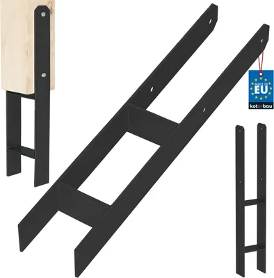 Immagine prodotto di KOTARBAU® Supporto per pali ad H da inserire nel calcestruzzo 100 mm / 600 mm in acciaio zincato e verniciato a polvere nero Ancoraggio per pali Scarpe per travi Base per pali Scarpa per pali con ancoraggio per calcestruzzo Supporto in acciaio Ancoraggio in acciaio