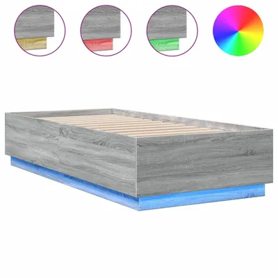 Produktbild von vidaXL Bettgestell mit LED Grau Sonoma 90x200 cm Holzwerkstoff