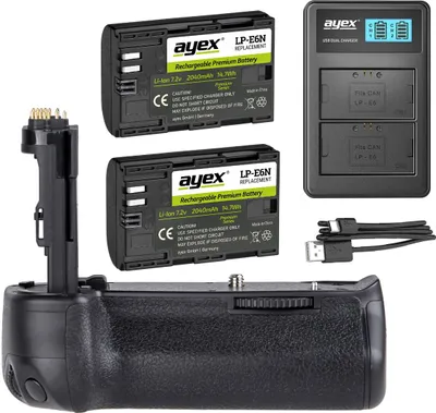 Produktbild von Batteriegriff Set für Canon EOS 6D Mark II wie BG-E21 + 2x LP-E6N Akku + 1x USB Dual Ladegerät