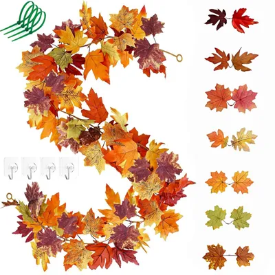 Herbstblätter-Girlande, 2 Stück, 1,7 m, Ahornblätter, Deko