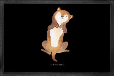 Produktbild von Mr. & Mrs. Panda fußmatte Hund Streicheln 50 x 75 cm - Schwarz - Geschenk, Süß, Niedlich, abstreifer, Schmutzmatte, Schmutzfangmatte, Hunde, Sprüche, Eingangsmatte, Bauch