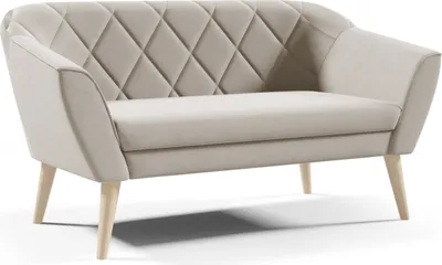 Produktbild von Sofello ? Sofa GLORIA 2 – 2-Sitzer in Samt Beige | Skandinavisches Design | Wellenfederung | Holzfüße