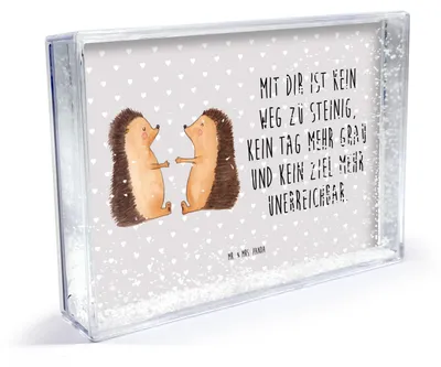 Produktbild von Mr. & Mrs. Panda 3D-Bilderrahmen Igel Liebe - Grau Pastell - Geschenk, Bilderrahmen, Fotorahmen Acryl, dekoartikel, Freundin, Plexiglasrahmen, Mini-Bilderrahmen, Verliebt
