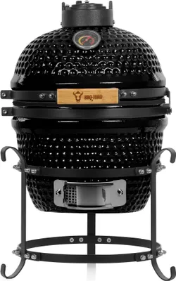 Obrázok produktu pre BBQ-Toro Kamado Gril na drevené uhlie Ø 32 cm "HAIIRO" s grilovacou mriežkou a teplomerom, čierny
