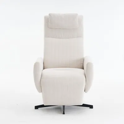Produktbild von Abrihome Moderner Drehbarer Relaxsessel mit Liegefunktion & Fußstütze, Chenille Fernsehsessel, Beige