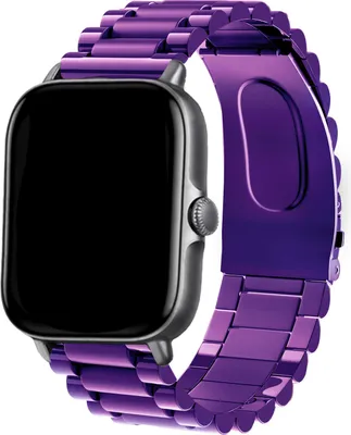 Produktbild von Strap-it Stahlarmband - Kompatibel mit Amazfit GTS 3 Armband Ersatzarmband Edelstahl - Gliederarmband mit Faltschließe - Hochwertiges Material - für Smartwatch 20mm Armband Lila