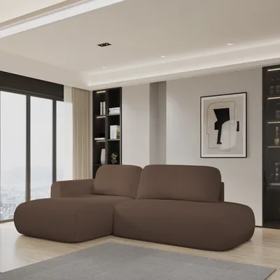 Produktbild von Masseno Ecksofa NUVIRA L-S mit Schlaffunktion L-Form, Sofa mit Bettkasten, Wohnzimmersofa, Couch, Soffa, Bettsofa, Couchgarnitur- Braun, QUELLE 25