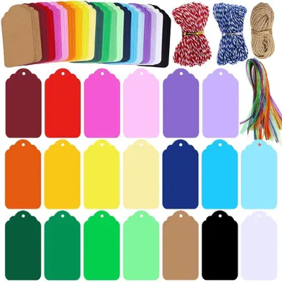 Produktbild von Geschenkanhänger Geschenkanhänger Kraftpapier - 200 Stück - 20 Farben - Mit Kordel - Für Geschenke und Dekoration