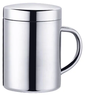 Produktbild von Edelstahl Kaffeebecher 1 Stk, Doppelwandig Mit Deckel Und Henkel, Für Camping Reise Und Büro