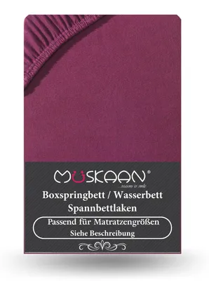 Produktbild von Premium Jersey Spannbettlaken 180x200 cm - 200x220 cm + 40 cm Boxspringbett mit Elasthan bordeaux