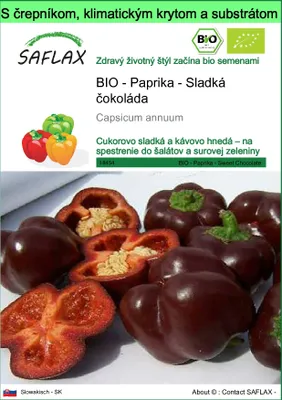 Obrázok produktu pre SAFLAX Garden to go - BIO - Paprika - Sladká čokoláda - Capsicum annuum - 10 Semená - S črepníkom, klimatickým vekom a pestovateľským substrátom