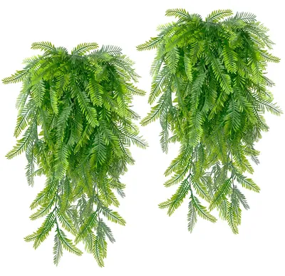 Produktbild von 8 künstliche Hängepflanzen, Farne, wetterfeste Grünpflanzen für den Innen- und Außenbereich, für Hochzeiten, Gärten und als Außendekoration