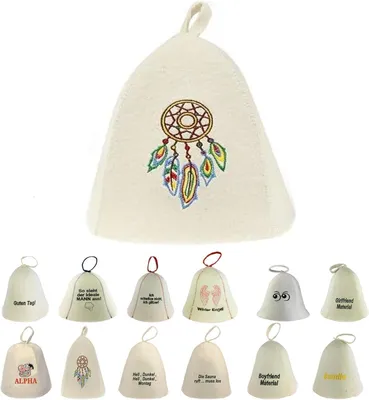 Produktbild von Saunahut aus Wollfilz (SS20-016) Saunamütze mit witzigen Motiven, Filz Kopfschutz Saunakappe Filzkappe Mütze Filzhut Kappe Sauna Hut