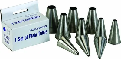 Produktbild von APS Lochtüllen-Satz, 10-tlg. 4/5/6/7/8/9/10/12/13/15 mm Edelstahl aus einem Stück gezogen